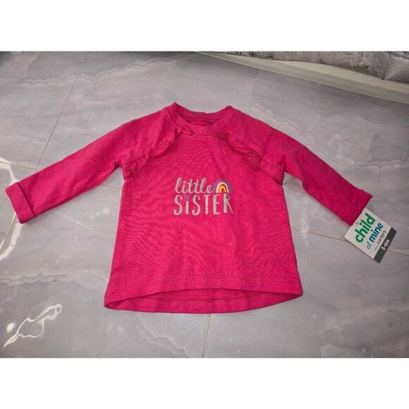 Carter's Girls Size 3-6 Months Fuschia "Little Sister" Top - Picture 1 of 5